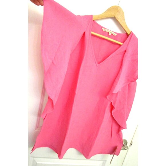 Rachel Roy Curvy Collection Plus Size Pink Ruffled Short Sleeve Top Size 1X NWT - Picture 3 of 16